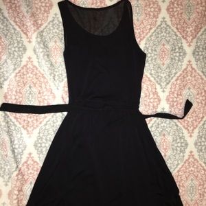 black dress with sheer top and optional sash